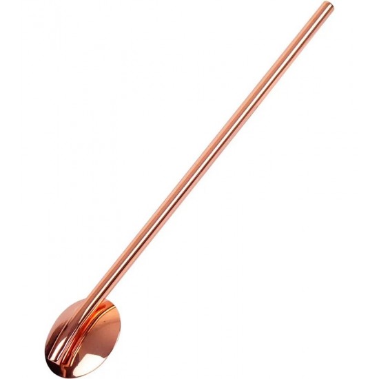 Colher Canudo 20cm Cor Bronze em Aço Inox Para Coquetel